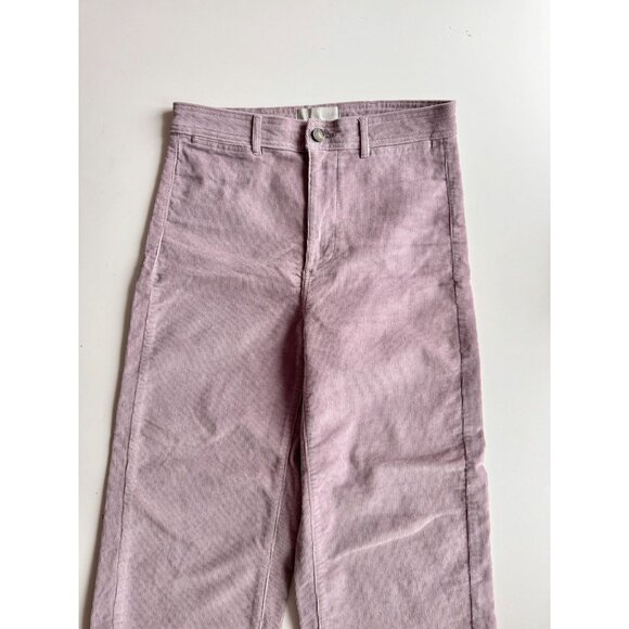 EVERLANE Dusty Lavender Purple Cotton Corduroy Wide Leg Sailor Pants, Size 6 - Picture 7 of 15